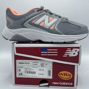 New Balance Womens WW847GY3 Grey/Pink Walking Shoes Size 6 (2E)